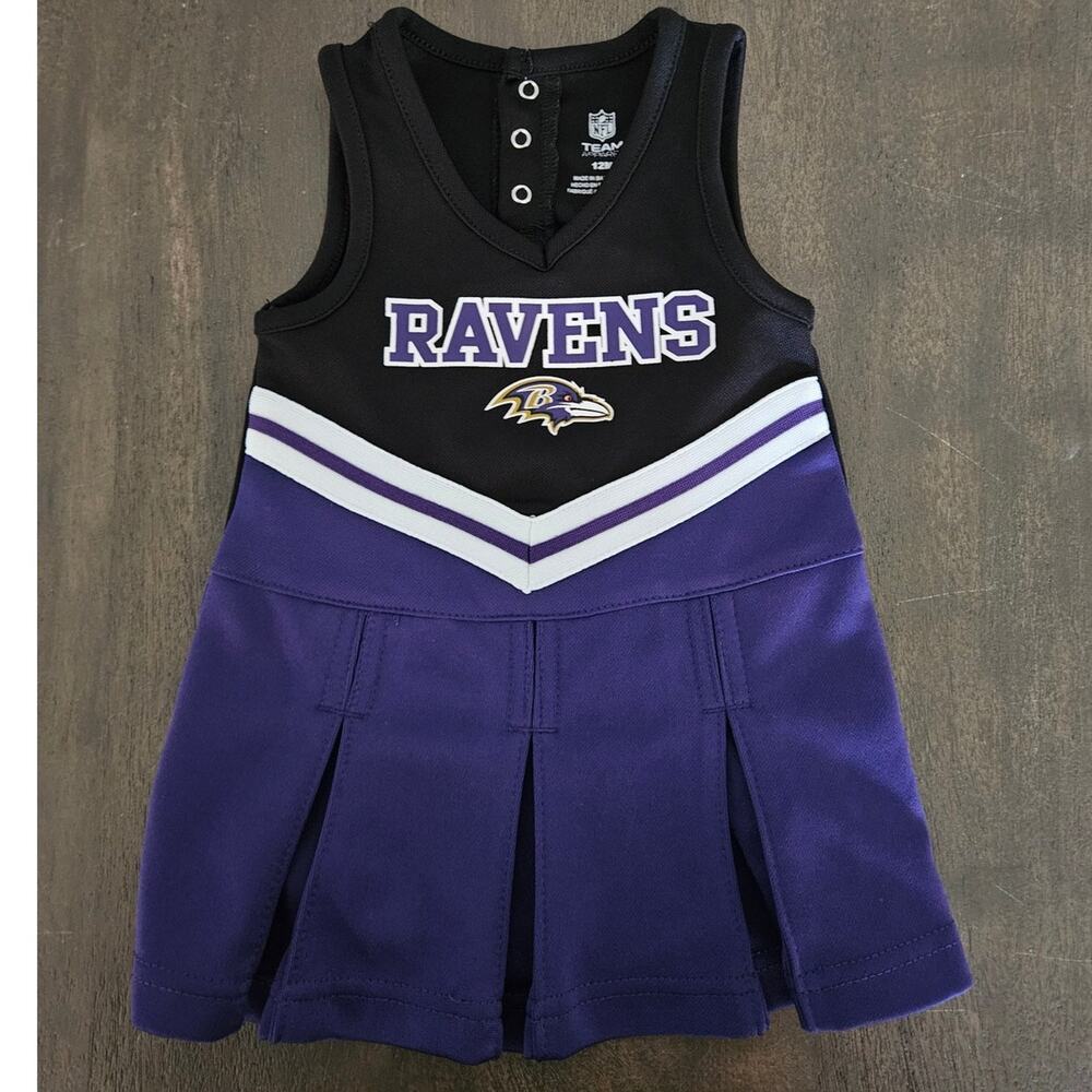 Girls Baltimore Ravens NFL Cheer Captain Jumper Dress Infants Size 12 Months